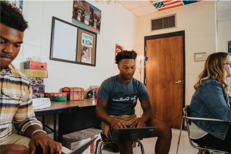 Teen students in a classroom